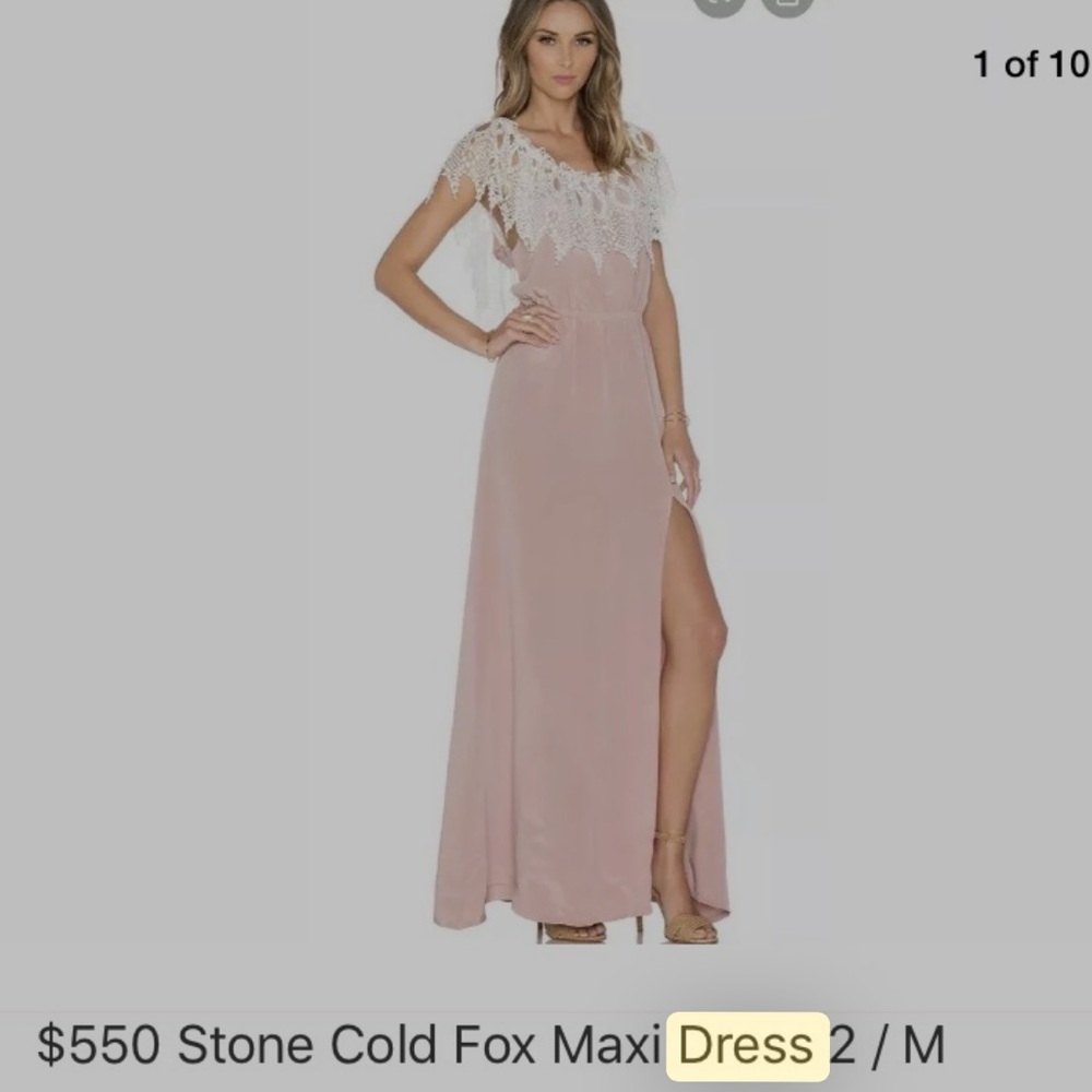 Stone Cold Fox Penelope Elegant Lace-Trimmed Maxi Dress in Blush